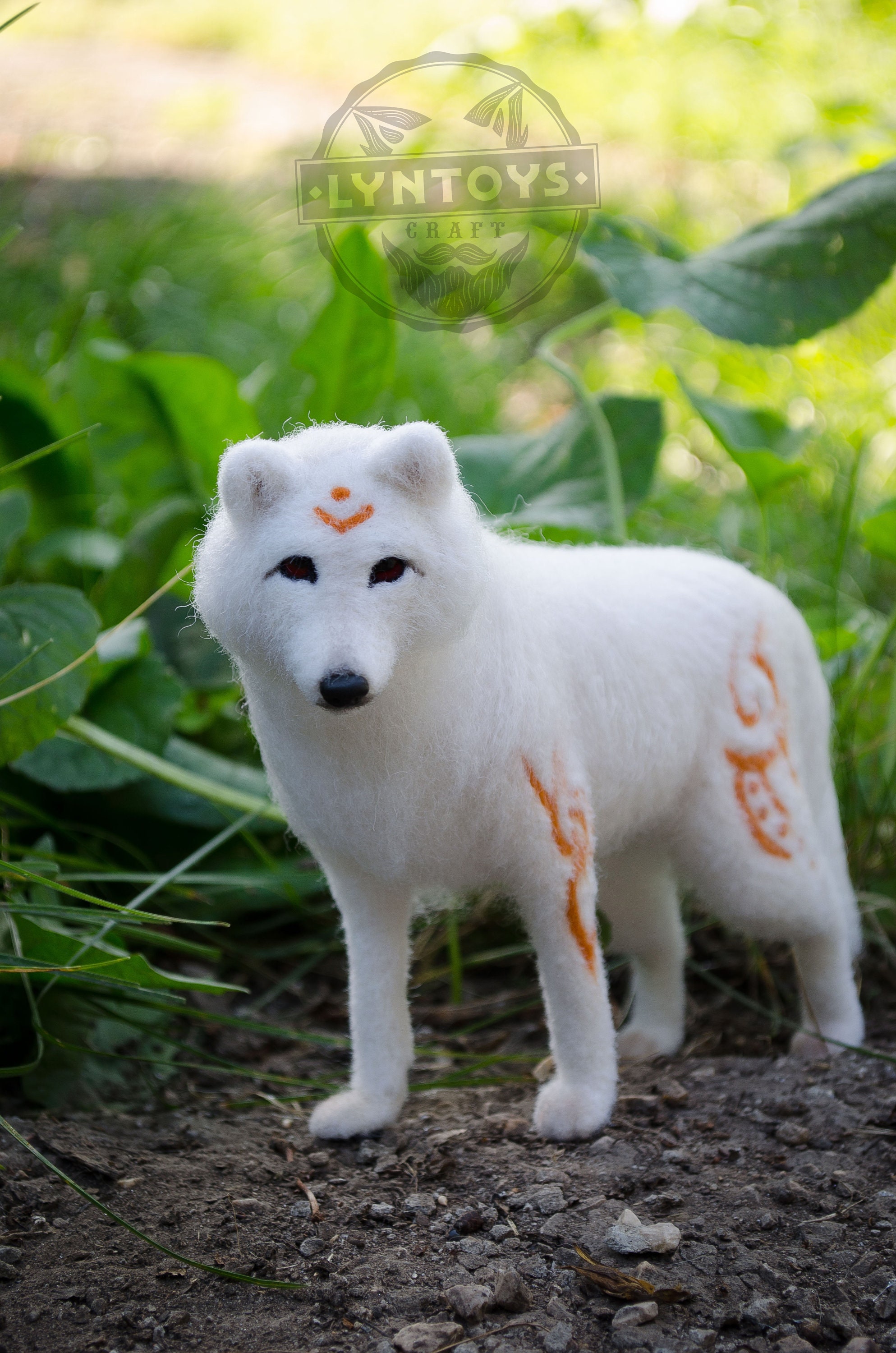 White wolf Art doll sculpture felt sculpture Handmade toy wolf Etsy