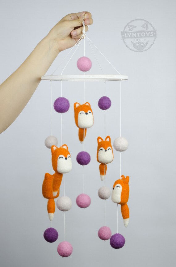 Baby Mobile For Crib Fox Baby Nursery Ceiling Crib Mobile Kids Room Hanging Decor Toy Needle Felted Girl Boy Newborn Baby Gift Home Decor