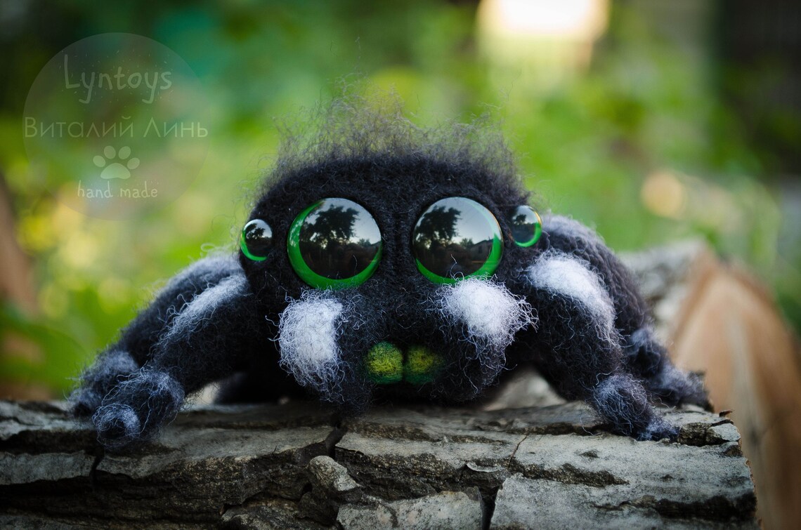 Jumping Spider Needle Felted Arachnida black cute spider Etsy