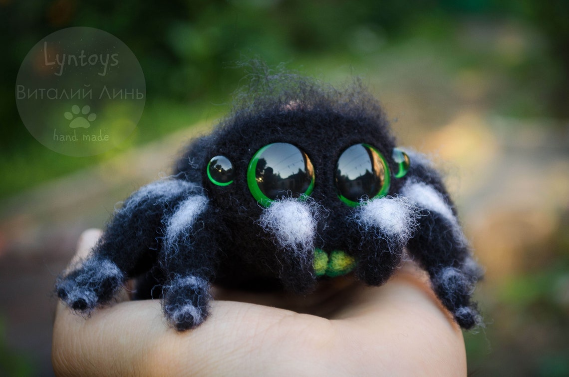 Jumping Spider Needle Felted Arachnida black cute spider Etsy