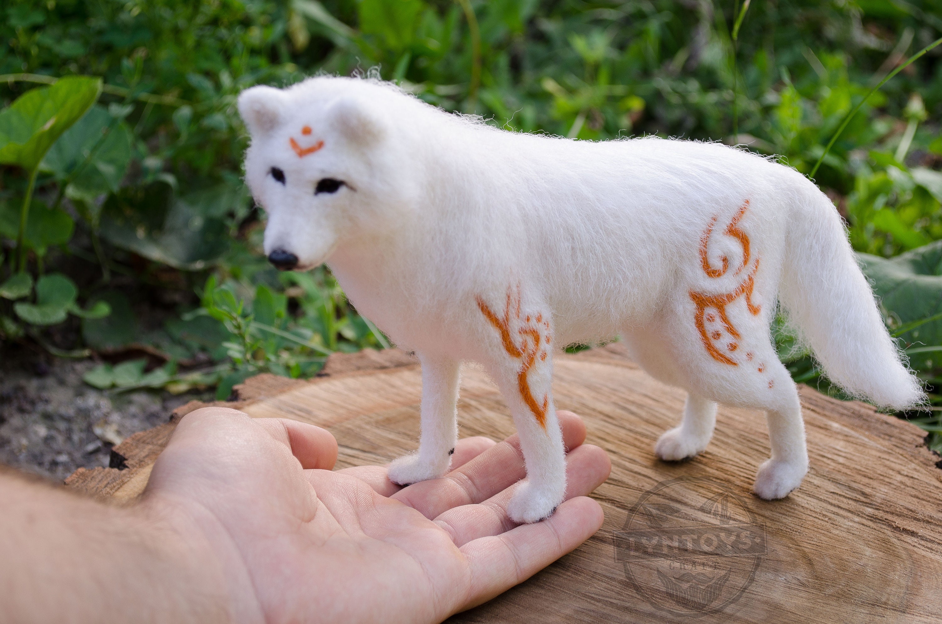 White wolf Art doll sculpture felt sculpture Handmade toy wolf Etsy