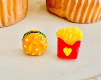 Fast Food Earrings/ Hamburger Fries Stud Earrings/ Burger Fries Earrings/ Food Jewelry/ Christmas Gifts/ Hamburger Earrings/ Cute Jewelry