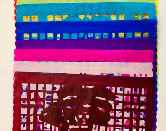 10 XLarge Papel Picado Squares/ Buy 1 Get 1 Free/ Day of the Dead Decor/ Papel Picado/ Mini Ofrenda Decor/ Papel Picado Banner/ Indoor Decor