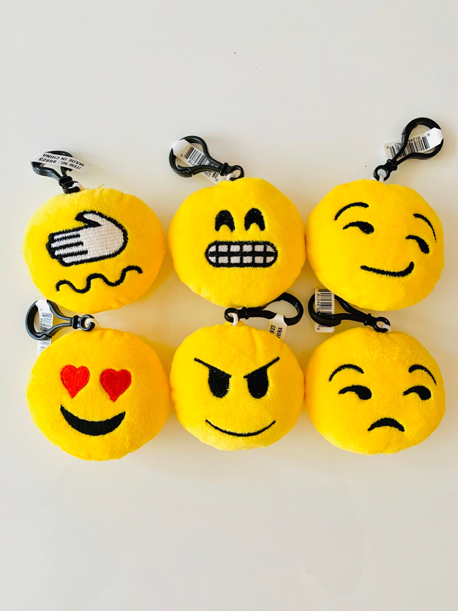 Set of 6 keychains/Emoji Keychain/Emoji Charms/Plush Emoji Etsy
