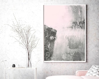 Abstract Canvas Painting Line Drawing Face Pink Gray Ink Posters Prints Decor 