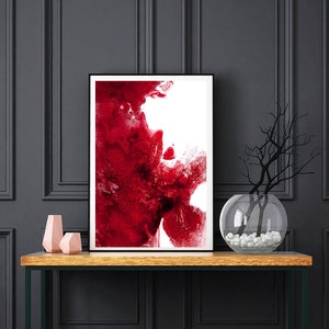 Printable Abstract, Large Art Prints, Brush red Prints, Simple Prints, , Minimalist Art, Brush Stroke Print red, Contemporary art, Red art image 1