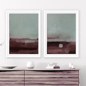 Abstract Art Prints Set: Sage Green & Marsala, Modern Minimalist (Digital Download)