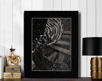 Small abstract, Original collage black gray, original abstract,Small art, dark abstract, black collage, industrial art, contemporary art