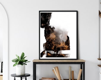 Abstract Ink Painting Print: Yellow, Black & Gold (Digital Download)