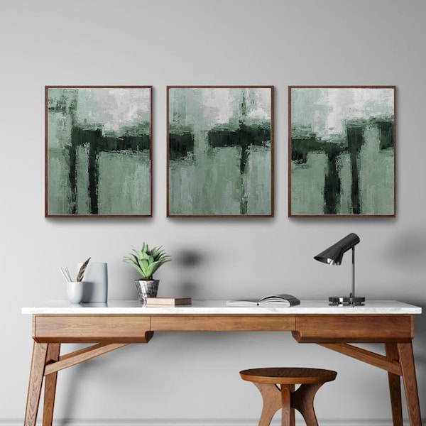 Green Gray Wall Art Etsy