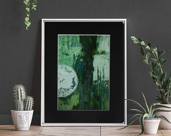 Original painting,  acrylic on paper , painting on paper, green original artwork, green textured modern  ,abstract painting, gradient art