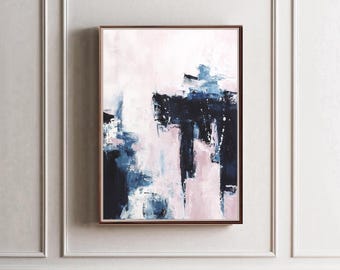 Blue Pink Abstract Art Print: Modern Minimalist Home Decor (Digital Download)