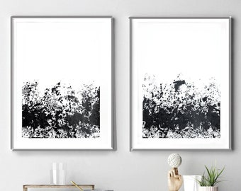Set of 2 ink abstract, Original Fine Art Abstract, Black and white diptych ink, original abstract, ink set abstract, ink on paper landscape