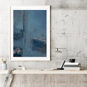 Abstract digital print, blue painting, digital download print, abstract printable, blue ivory wall art, minimalist art, printable art image 1
