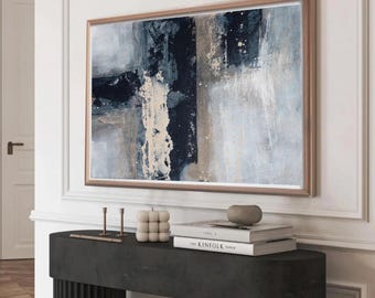Navy Beige Abstract Art Print: Scandinavian Home Decor (Digital Download)