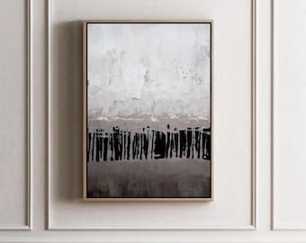 Beige & Black Abstract Art Print: Modern Neutral Painting (Digital Download)