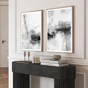 Conjunto de impressões de arte abstrata: preto, branco, cinza - decoração minimalista (download digital)