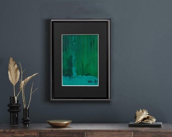 Original painting, original acrylic on paper  , painting on paper, small original artwork, green modern  abstract painting, turquoise green