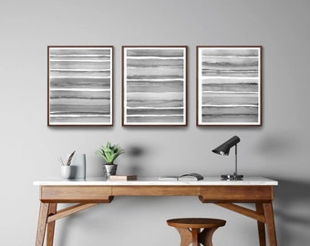 Minimalist Abstract Art Prints: Gray and White Watercolor Set (Digital Download)