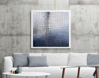 Blue Brown Abstract Art Print: Modern Square Printable (Digital Download)