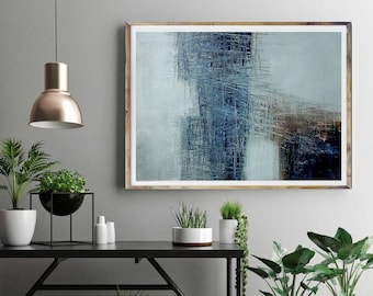 Horizontal  abstract print, printable abstract art, blue abstract painting  digital art, printable blue  wall art, modern abstract, large