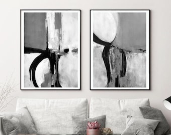 Black and White Abstract Art Prints: Minimalist Modern Decor (Digital Download)