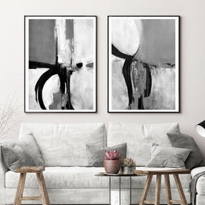 Black and White Abstract Art Prints: Minimalist Modern Decor (Digital Download)