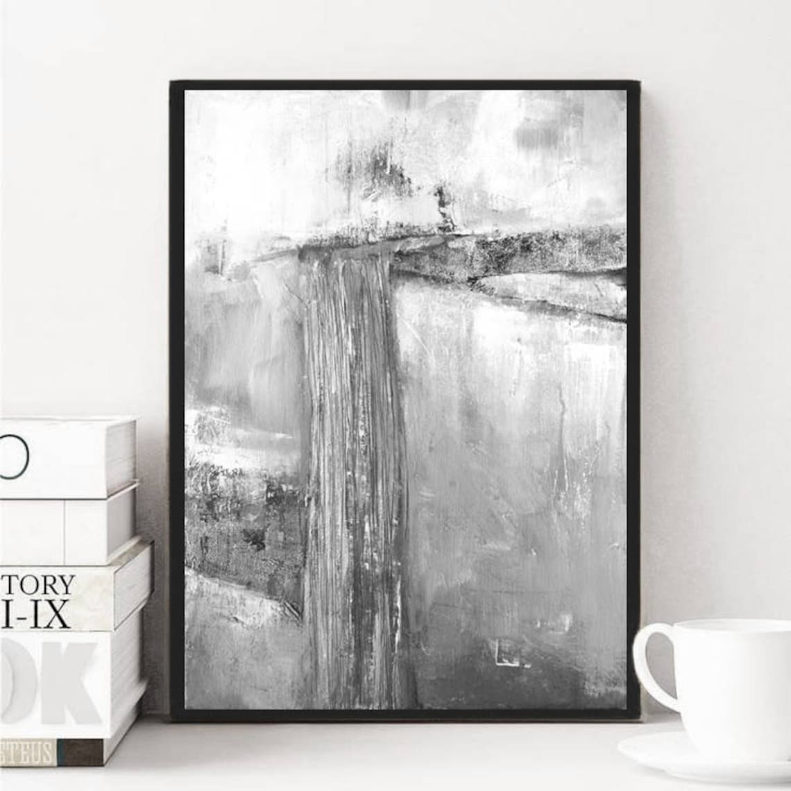 Abstract Landscape grey & White Abstract Wall Art Grey Etsy