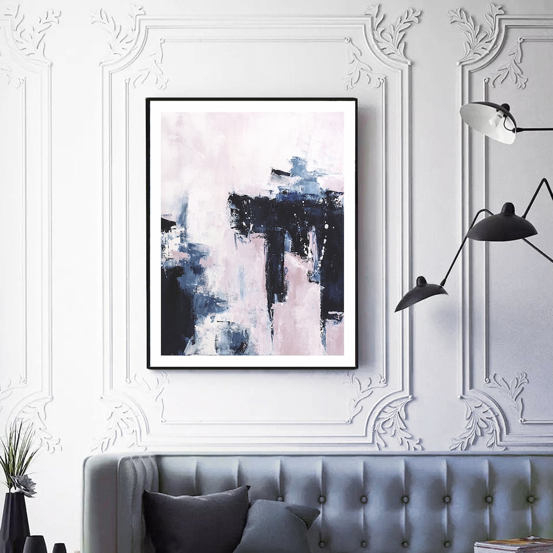 Blue Pink 24 X 36 Artwork Abstract Art Blue Pink Wall Art Etsy