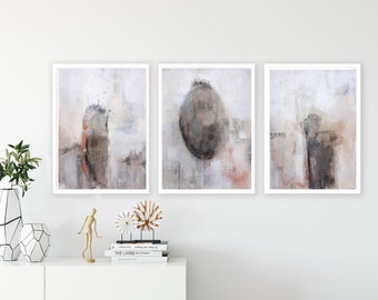 Original abstract painting, rustic home decor, abstract painting ,Neutral set of 3, Modern original  art, set of 3beige gray white wall art