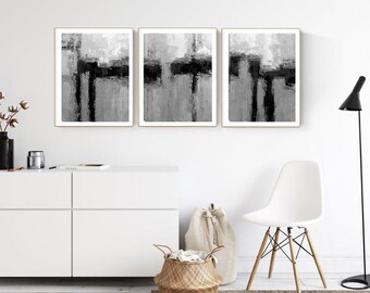 Black & White Contemporary Art Set of 3 Prints Abstract | Etsy