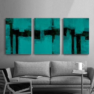 Downloadable print, Contemporary set Wall Art, Modern Art large , Blue set of 3, Teal abstract, turquoise abstract art, Blue Abstract
