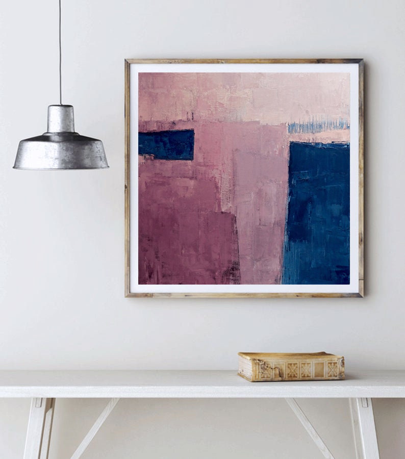 Pink Abstract Art pink Print Abstract Print navy blue and Etsy