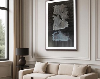 Neutral Abstract Art Print: Beige, Brown, Blue Minimalist Decor (Digital Download)