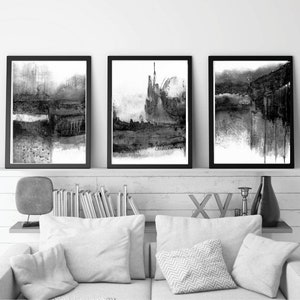 Black & White Contemporary Art Set of 3 Prints Abstract - Etsy