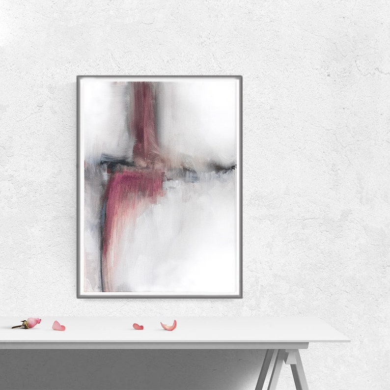 Printable Abstract Simple Modern Wall Art Printable Watercolor Print Abstract Wall Art Blush Pink and Gray Print Pink and Black Print