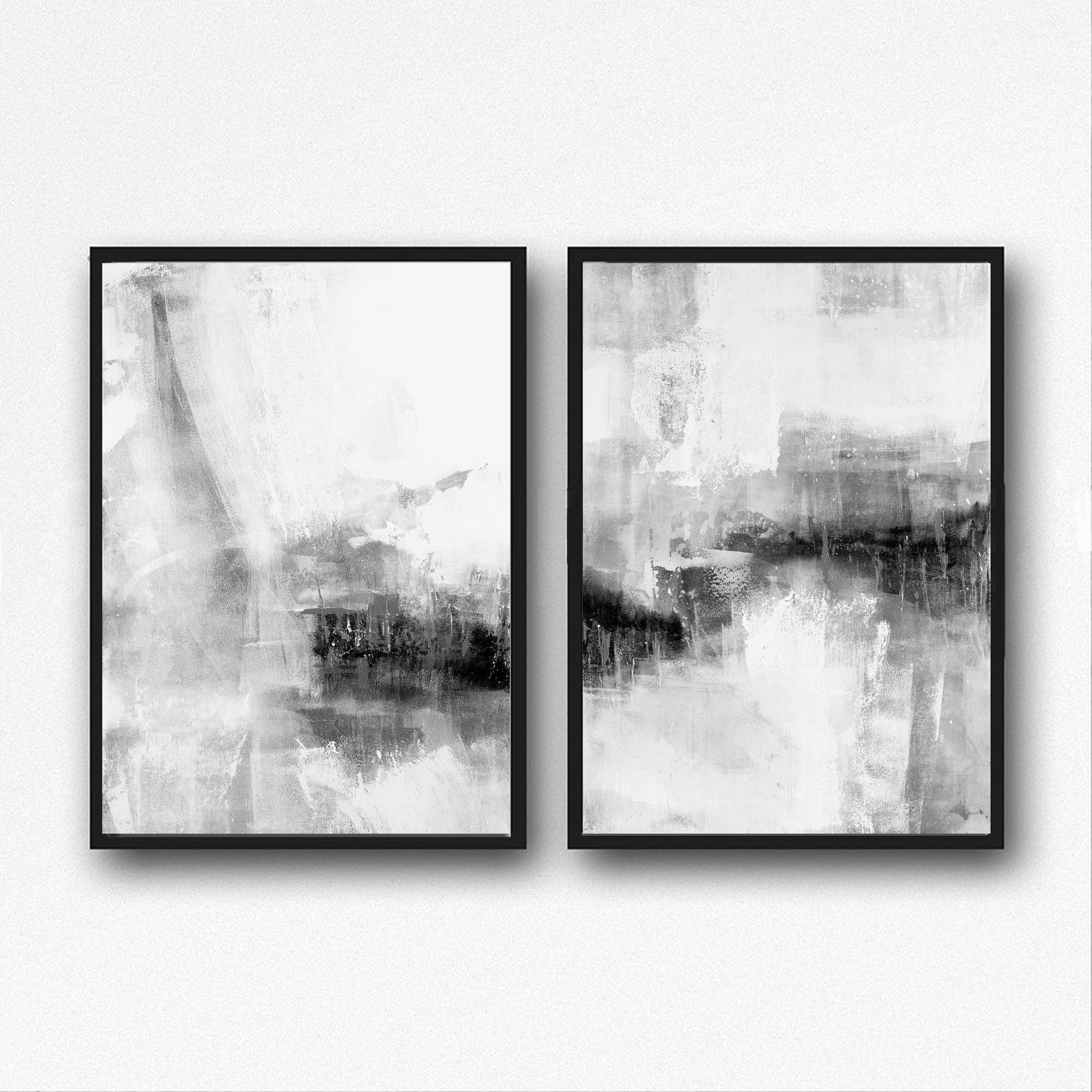 Grey & White Abstract Wall Art Grey Stripes Minimalist Art Etsy
