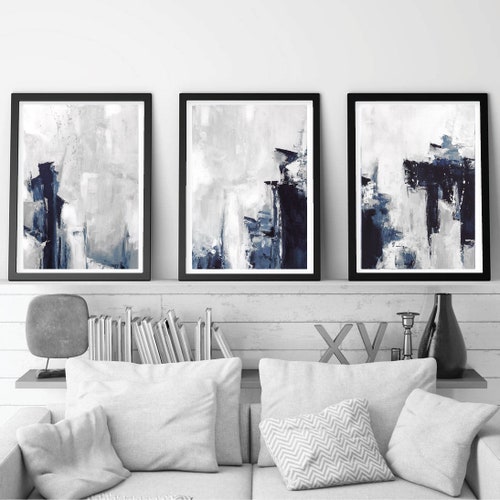 Home Décor Set of 3 Abstract Wall Art Prints Living Room Bedroom ...