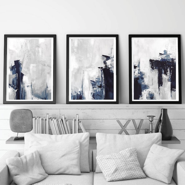 Blue Grey Wall Art Etsy