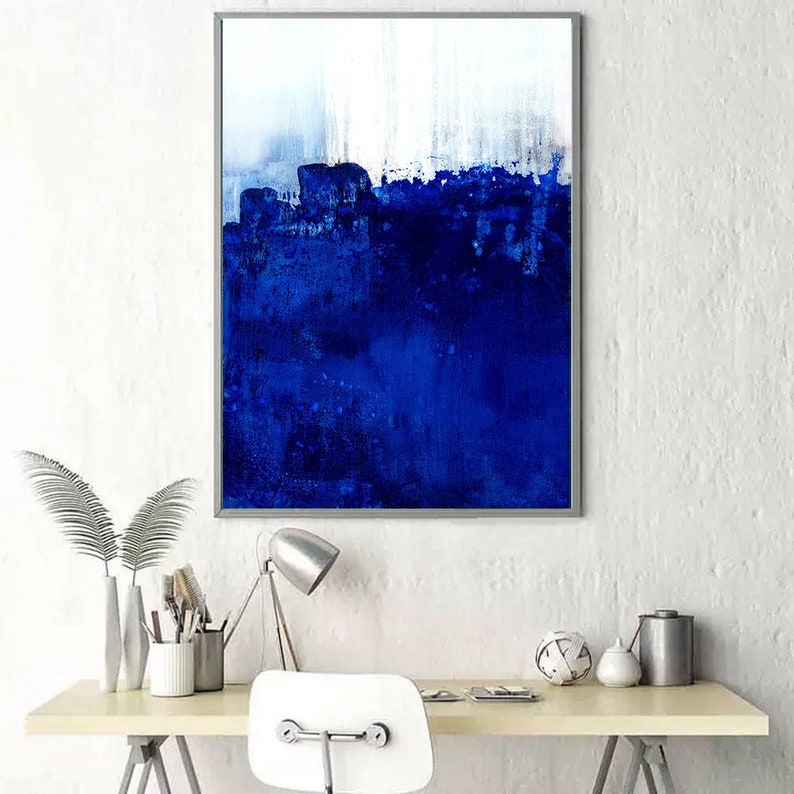 Blue Landscape Artwork Abstract Art Blue Wall Art Etsy