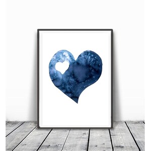 Scandinavian abstract, Printable Art, blue heart , Art Poster, Digital Download, Wall Decor , modern abstract, valentines day, 2 hearts image 8