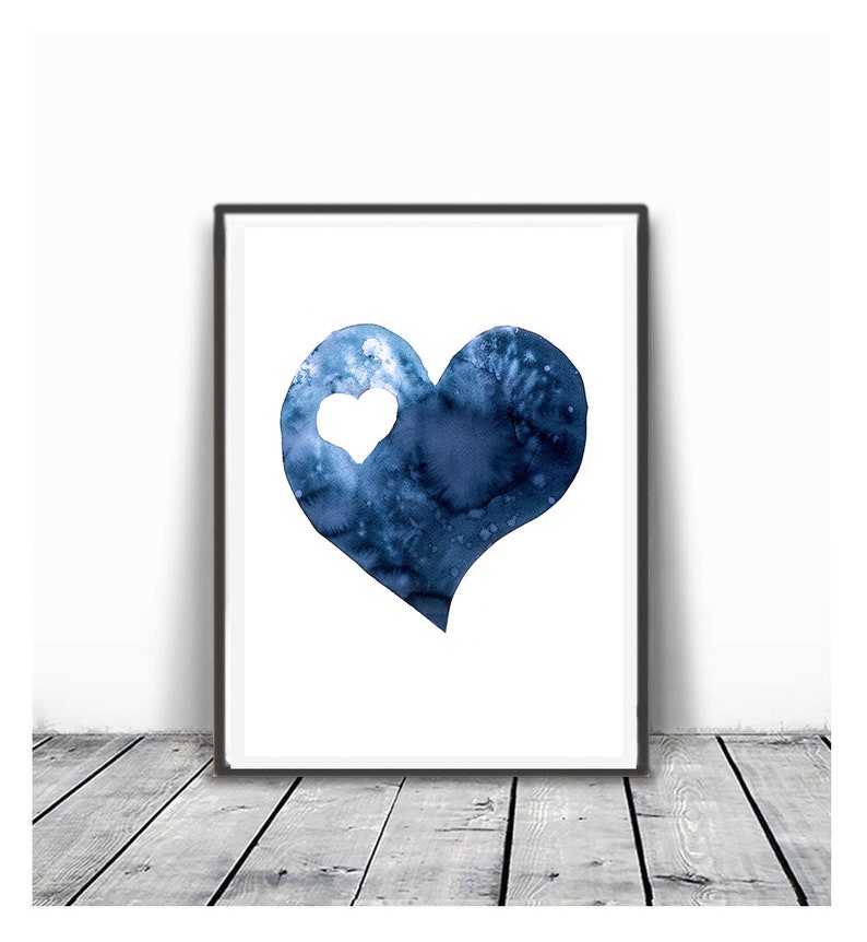 Scandinavian abstract, Printable Art, blue heart , Art Poster, Digital Download, Wall Decor , modern abstract, valentines day, 2 hearts image 8