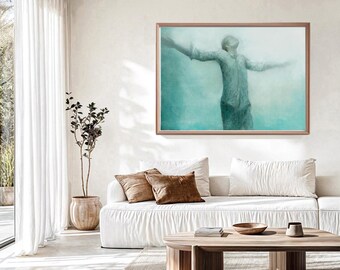Abstract Man Green Figure Art: Modern Printable Wall Decor (Digital Download)