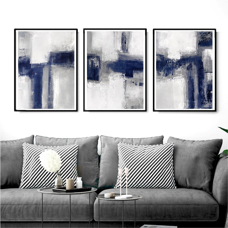Abstract Painting Print Set of 3, Minimalist Abstract Wall Art Set of 3 Prints, Muted Colors Art, Grey Abstract Wall Art Prints Set image 4