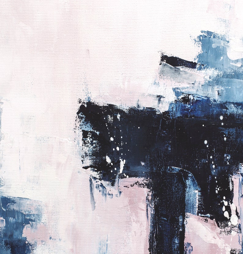 Pink & Navy Blue Triptych Wall Art Set of 3 Prints Abstract Etsy Canada