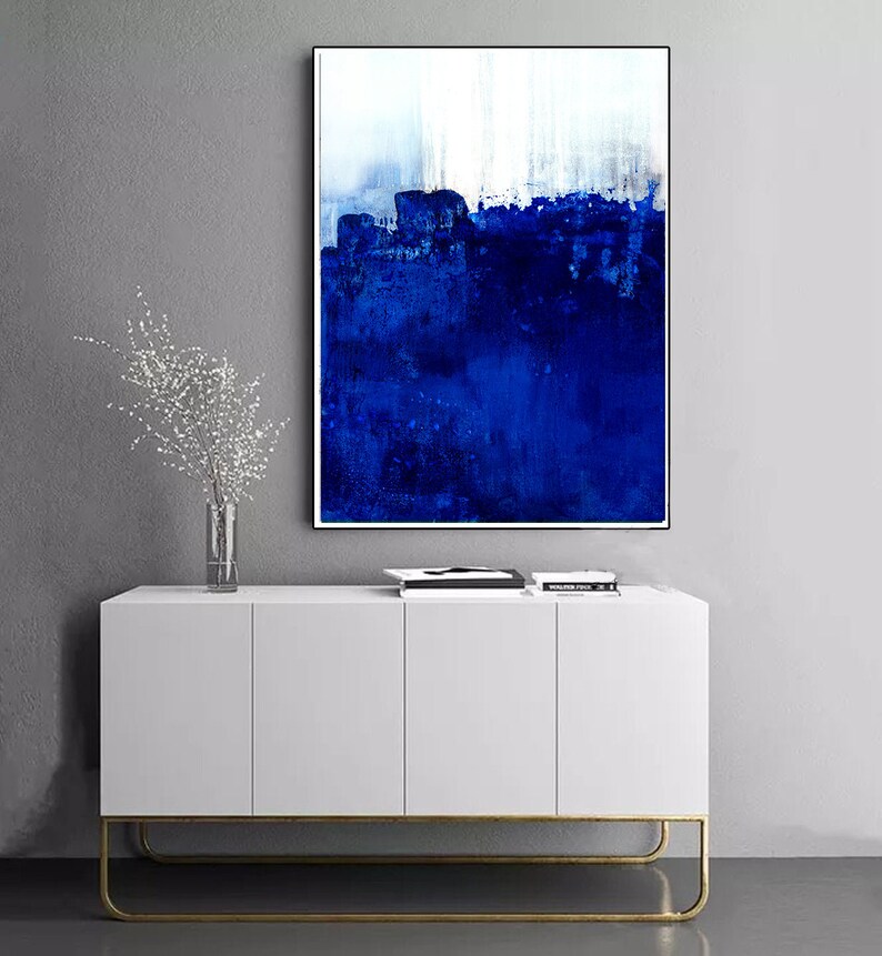 Blue Landscape Artwork Abstract Art Blue Wall Art Etsy