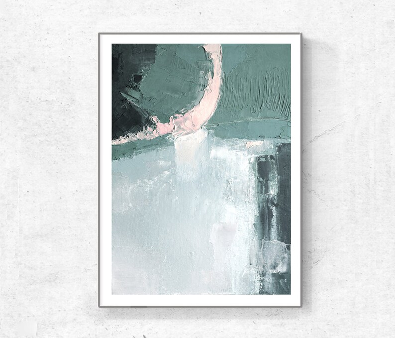 Print, contemporary art, wall art abstract, digital image, abstract set of 2 ,pink and mint ,modern diptych abstract, scandinavian art image 4