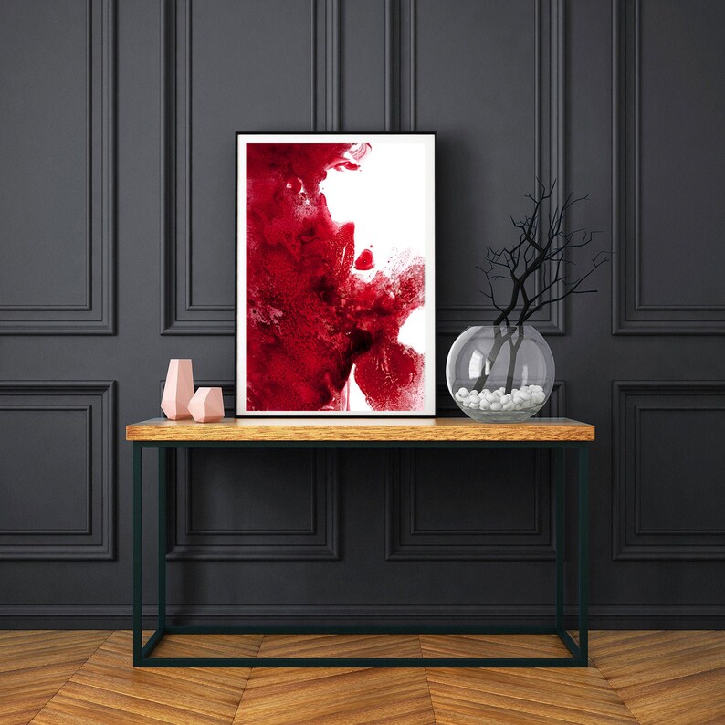 Printable Abstract, Large Art Prints, Brush red Prints, Simple Prints, , Minimalist Art, Brush Stroke Print red, Contemporary art, Red art image 1