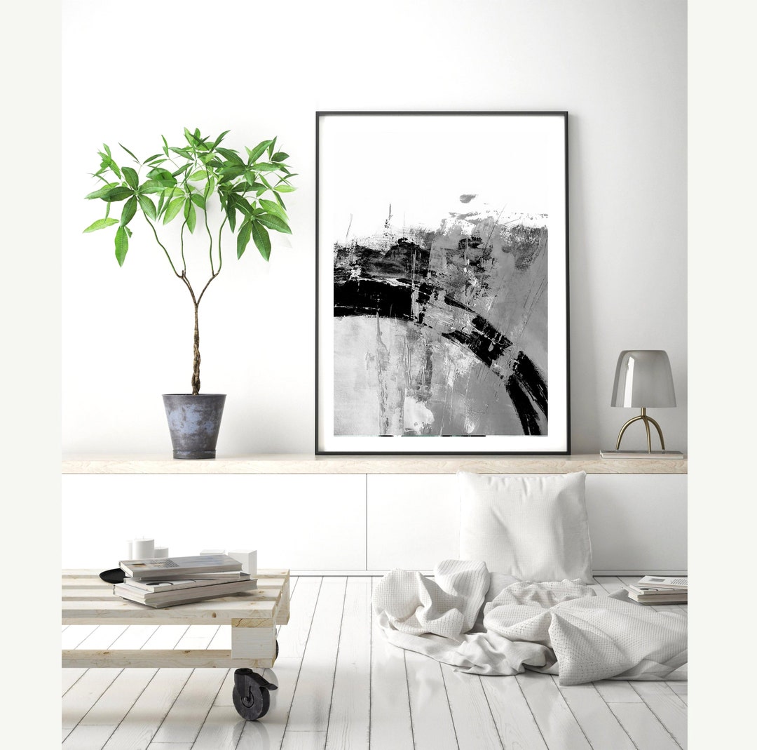 Black and White Abstract Art Print: Modern Minimalist Decor (digital ...
