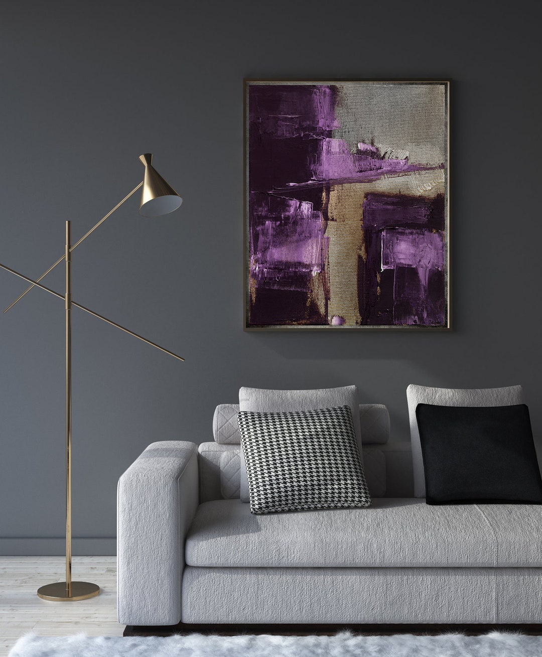 Abstract Wall Art, Purple Abstract, Wall Art Violet Beige, Modern Wall